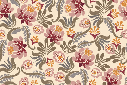 Seamless paisley embroidered floral motif pattern in vector, for design, fabric, wrapping, digital motif, background, wallpaper, print, clothing, etc.	