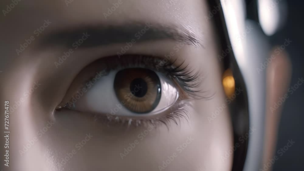 Poster artificial intelligence ai robot female cyborg concept generative ai