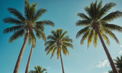 Fototapeta na wymiar Palm Trees and Sky Oasis