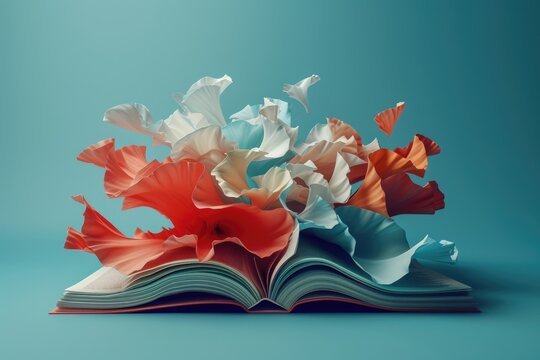 3D illustrations and books with creativity. Generative Ai.