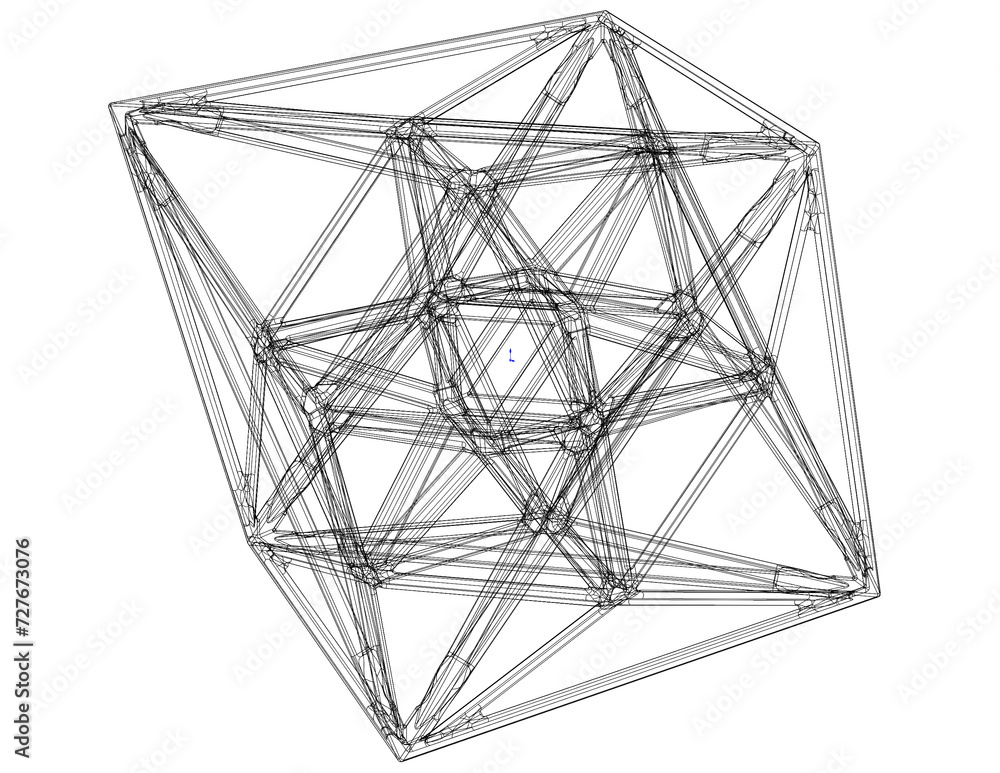 Poster wireframe shape geometric 24-cell 3d print model