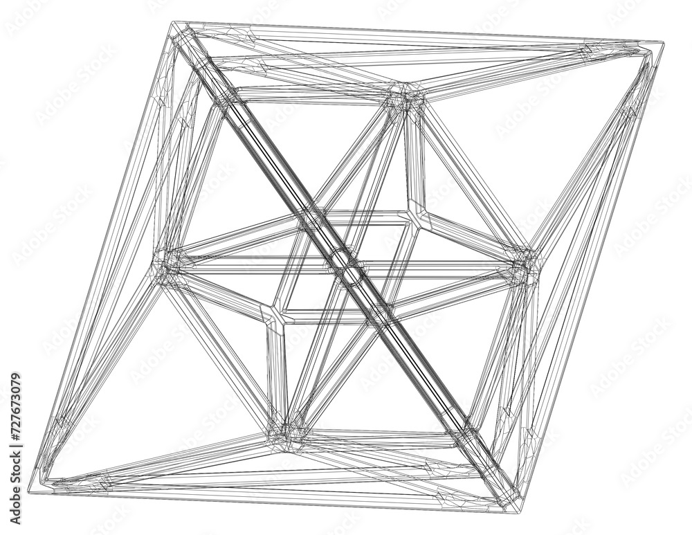 Poster wireframe shape geometric 24-cell 3d print model