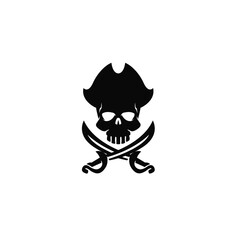 Pirate Skull icon vector on trendy design. black