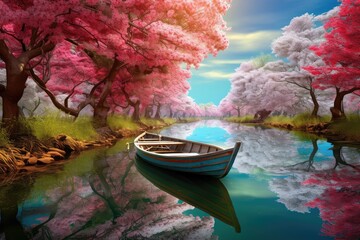A tranquil voyage through the blossoming waters of spring.