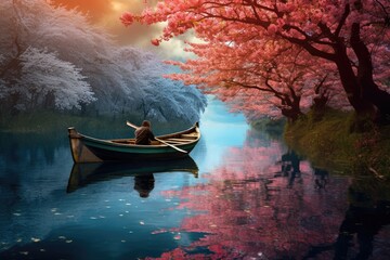 Lost in the beauty of blossoms and boats