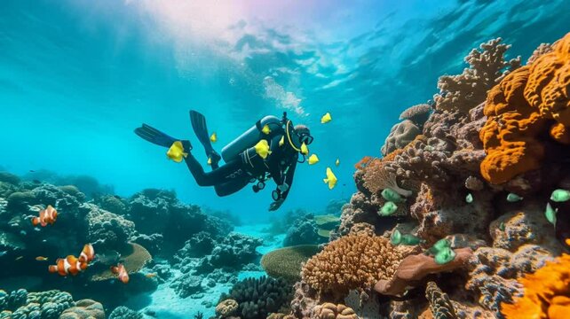 beautiful underwater world. seamless looping time-lapse virtual 4k video Animation Background.