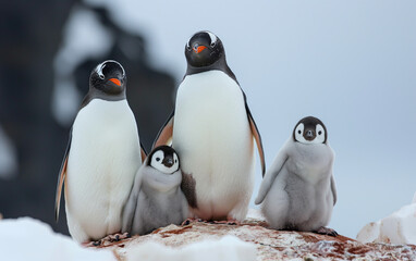 Fototapeta premium Penguin family. Generative AI