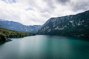 Naklejka na ściany i meble Stand up paddling at Lake Bohinj Slovenia