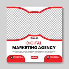 Corporate digital marketing agency social media post design modern square web banner template