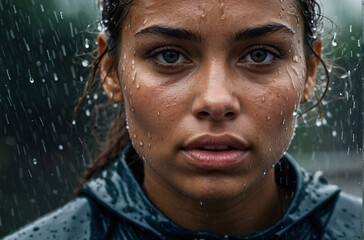 Fototapeta na wymiar portrait of a woman in the rain