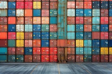 Fototapeta premium Container Loading: Freight Transport at International Port,Cargo Transfer: Crane Loading Containers onto Ship