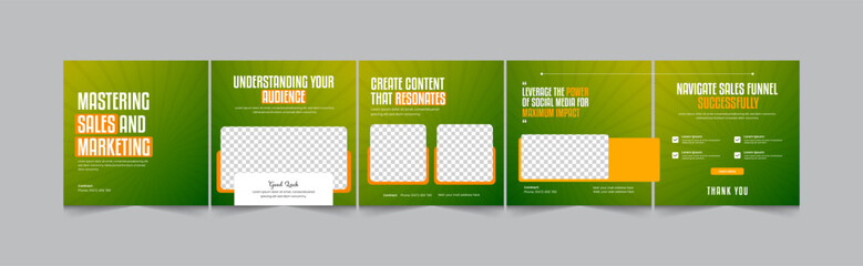 Sales marketing Instagram carousel, modern and minimal gradient carousel banner design template, eps vector illustration