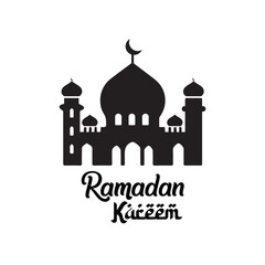 Ramadan Kareem silhouette of mosque in black, mosque, mubarak, muslim,  ramadan,