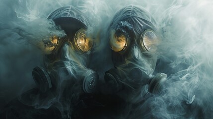 gas masks with smoke