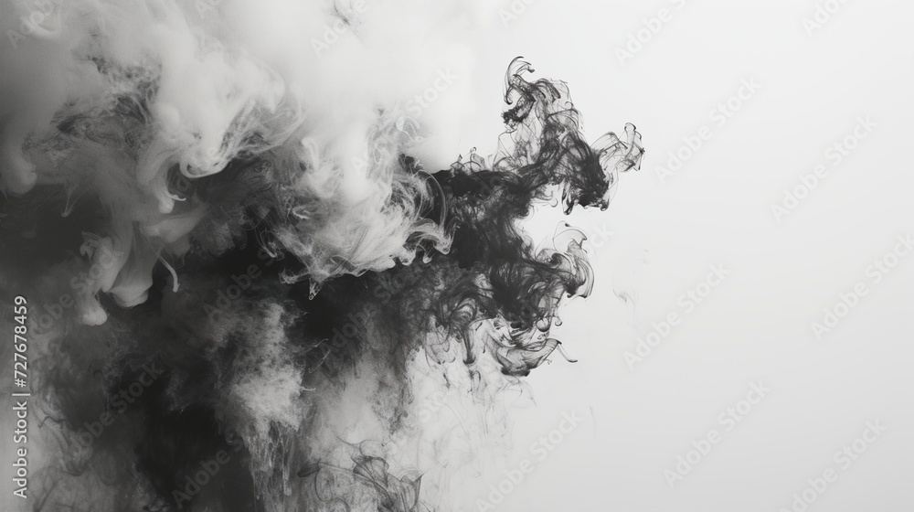 Wall mural black smoke against a white background