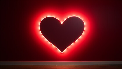 Recreation of heart light in a red wall	