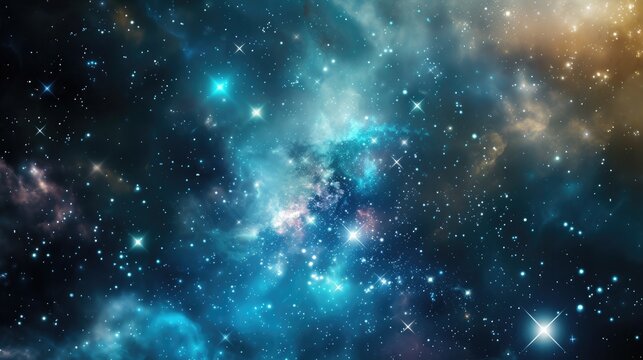 Abstract Cosmic Starfield Universe Galaxy colorful Light Blue Banner Background Wallpaper © Asma