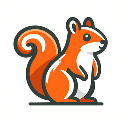 Squirrel flat vector illustration logo. Logotype of orange squirrel