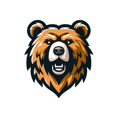 Grizzly brown bear mascot logo, gaming and sticker