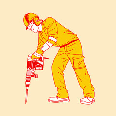 Simple cartoon illustration of a construction worker 2