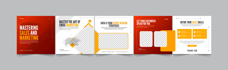 Sales marketing Instagram carousel, modern and minimal gradient carousel banner design template, eps vector illustration © thedesignsource