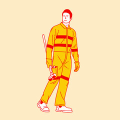 Simple cartoon illustration of a construction worker 3