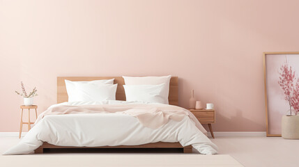 Bedroom in the Trending color of 2024. Peach tones. Bedroom design.