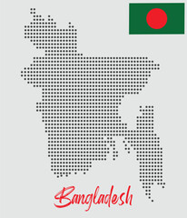 Obraz premium Dotted map of Bangladesh with National Flag 