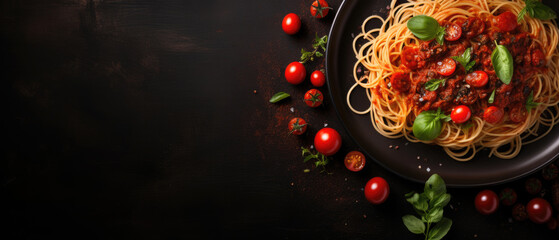 italian spaghetti pasta with tomatoes in a plate