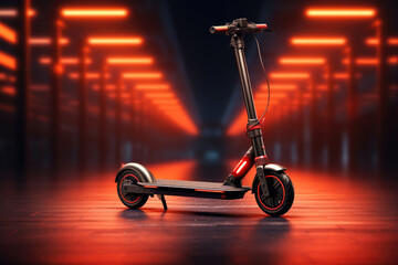 Electric scooter in the underground passage