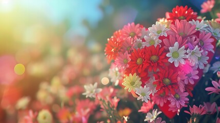 Valentine's Day Background with Colorful Flowers - Love in Bloom


