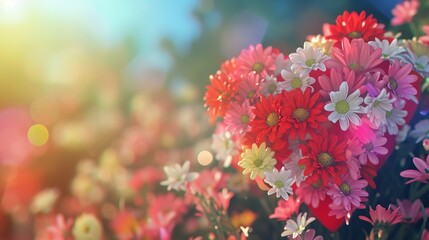 Valentine's Day Background with Colorful Flowers - Love in Bloom