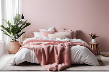 Pink bedroom living room interior design