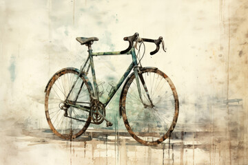 Fototapeta na wymiar Vintage retro road bike in grunge style drawing