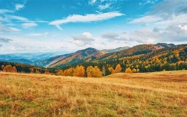 Fototapeta na wymiar Atmospheric autumn mountain landscape