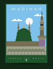 Around The World, Madinah city poster illustration, Masjid e Nawabi, Prophet mosque. 