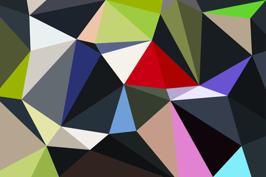 Triangles multicolor background, color crystals. Low polygonal mosaic, creative origami shapes, vector design