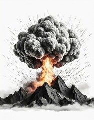 Mushroom Shaped Cloud - Atomic Bomb Explosion - Bombing of Open Area