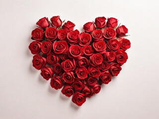 Heart shape made from red roses Valentines day  AI image 