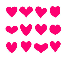 Pink heart vector with variant shapes.set for valentine day.love pattern collection february 2024