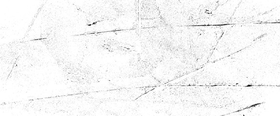 Vector grunge overlay layer, abstract black and white  background, monochrome vintage surface with dirty pattern, white dust and scratches on a transparent background.