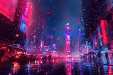 Neon color city background 