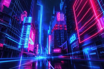 Neon color city background 