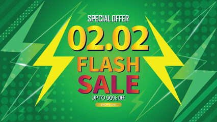 Fototapeta premium Sale banner template design 2.2 . 02.02 SPECIAL OFFER, MEGA SALE, FLASH SALE