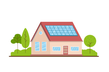 House with solar energy installation - 727686450