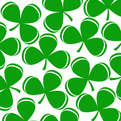 Fototapeta premium Shamrock seamless pattern isolated on white background
