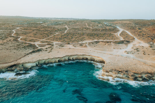 Aerial view of Cape Greco's Sea Caves 