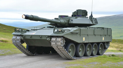 Tank in the middle of a green area