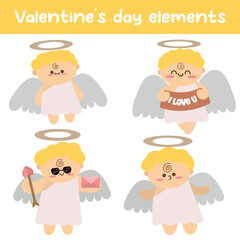 Cute baby cupid character collection. Valentine's day cartoon vector set