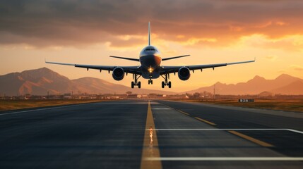 Fototapeta na wymiar A plane taking off from an airport